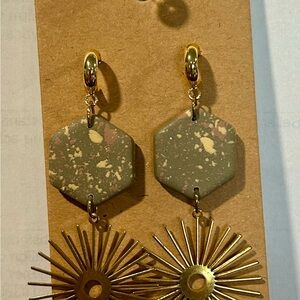 Gold and Brown  Dangle Earrings